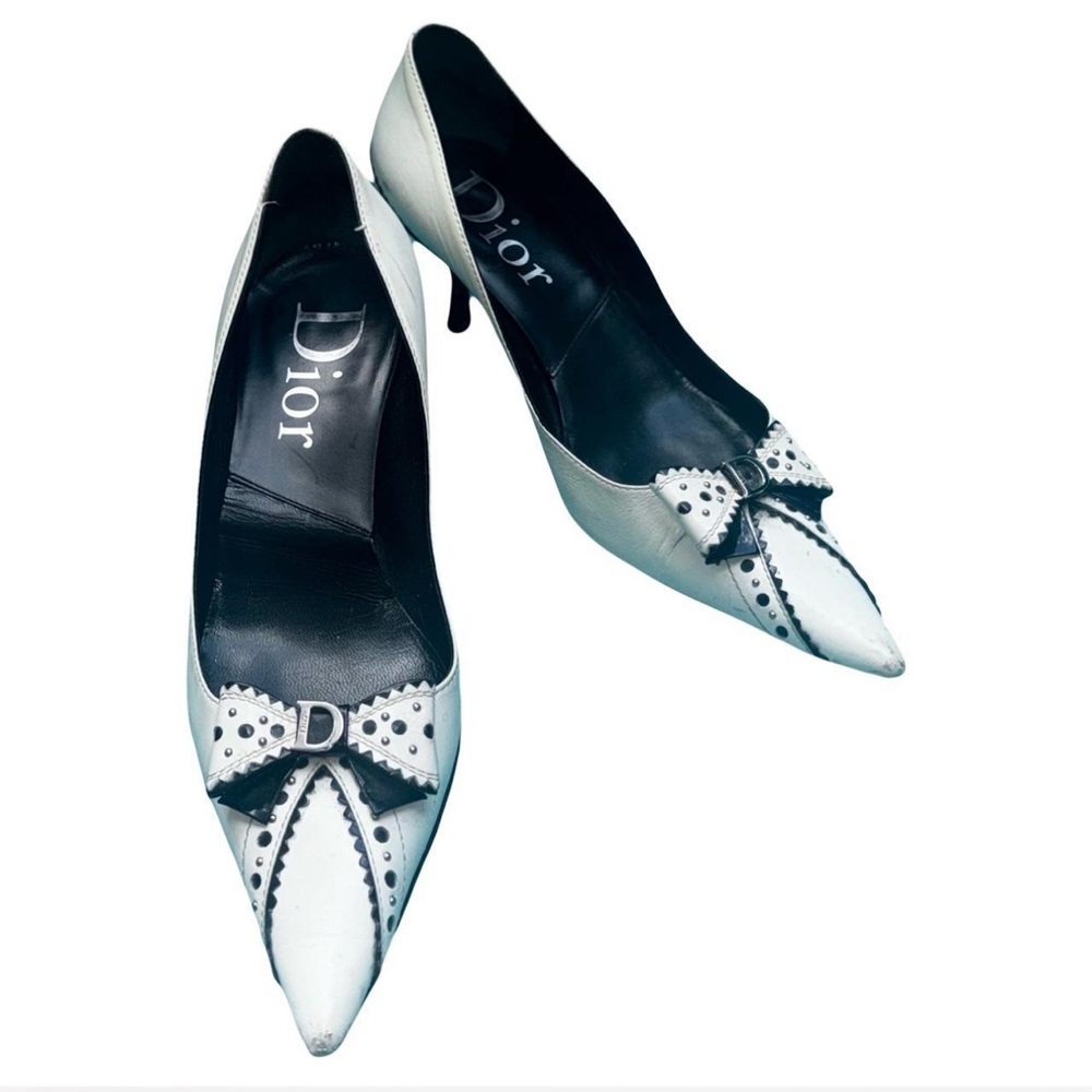 Dior Women's Black and White Studded Heels